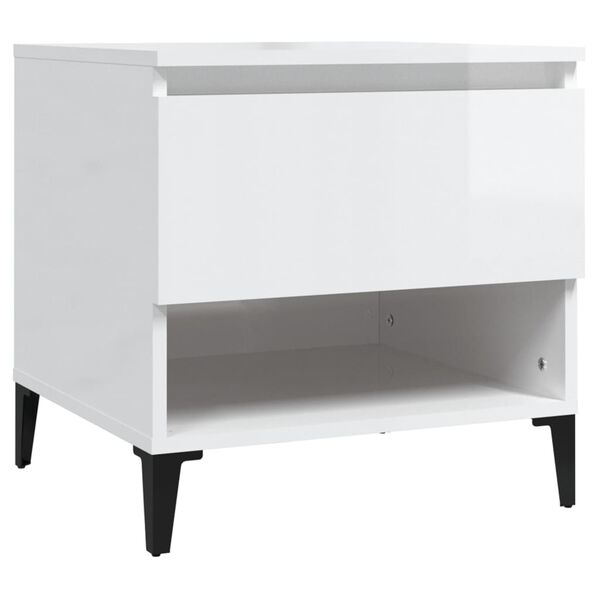 vidaXL Βοηθητικά Τραπέζια 2 τεμ. Γυαλ.Λευκό 50x46x50 εκ. Επεξ. Ξύλο