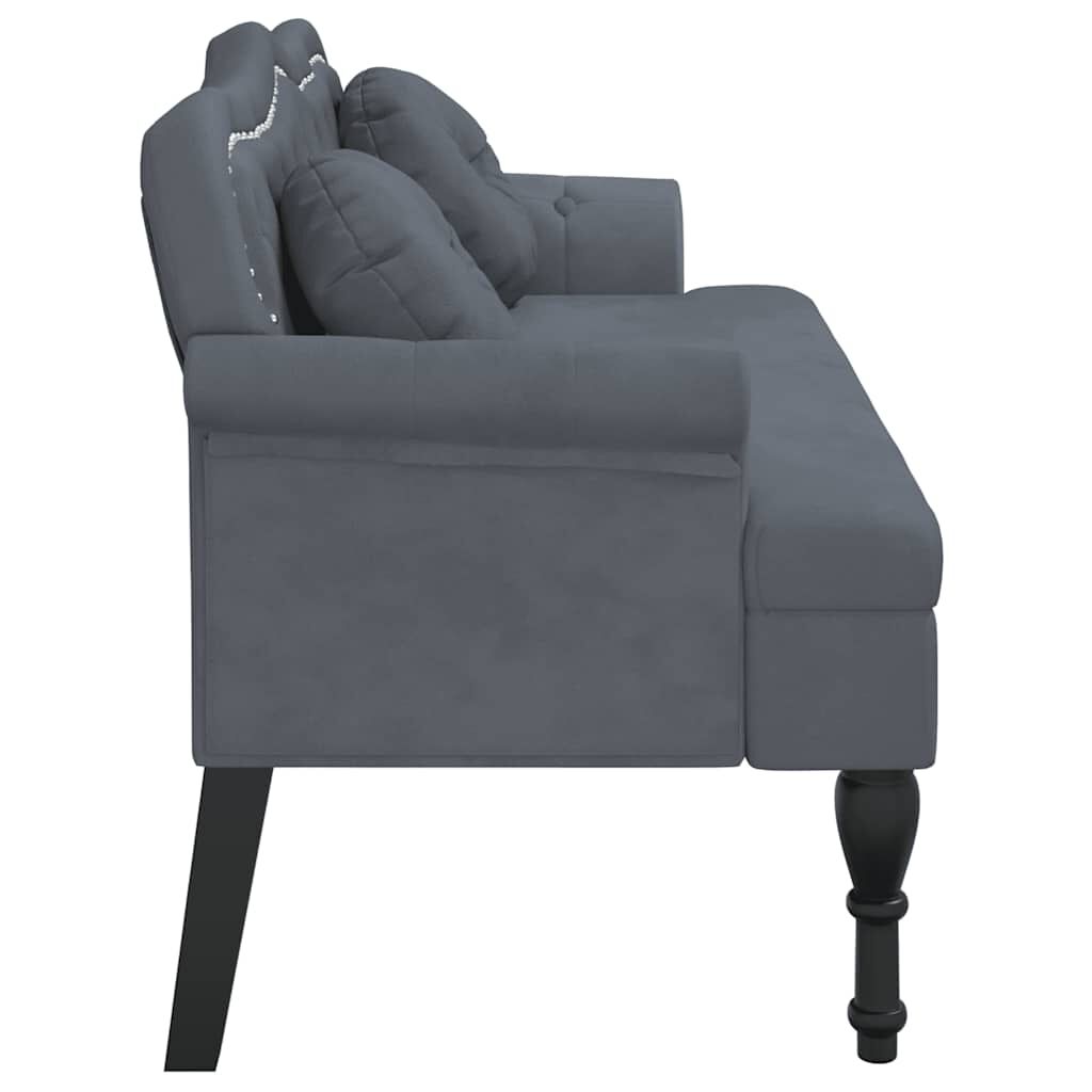 vidaXL Παγκάκι Σκούρο Γκρι 120,5 x 65 x 75 εκ. Βελούδινο με Μαξιλάρια