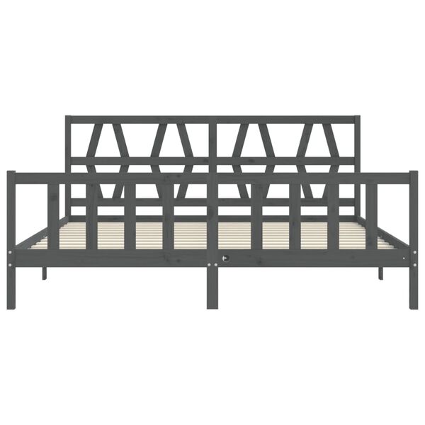 vidaXL Πλαίσιο Κρεβατιού με Κεφαλάρι Γκρι 200x200 εκ. Μασίφ Ξύλο