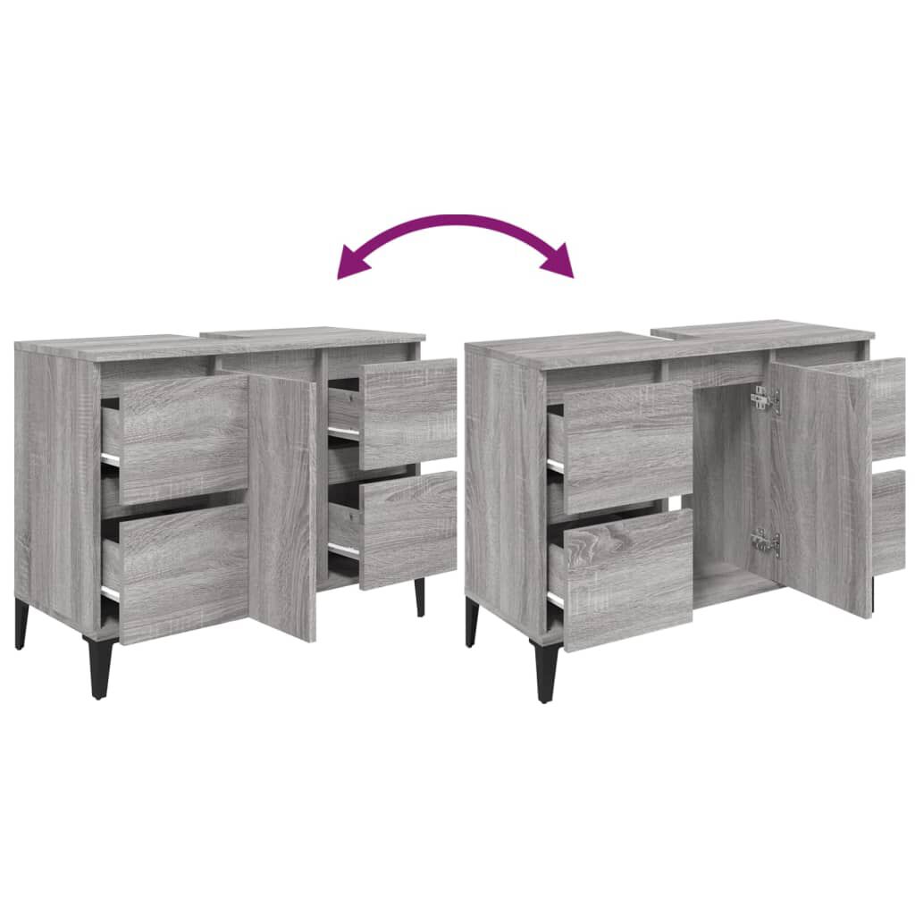vidaXL Ντουλάπι Νιπτήρα Γκρι Sonoma 80 x 33 x 60εκ. Επεξεργασμένο Ξύλο