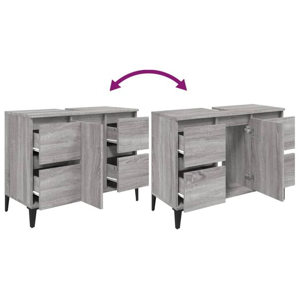vidaXL Ντουλάπι Νιπτήρα Γκρι Sonoma 80 x 33 x 60εκ. Επεξεργασμένο Ξύλο
