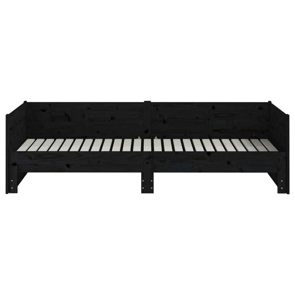 vidaXL Καναπές Κρεβάτι Συρόμενος Μαύρος 2x(90x190) εκ. Μασίφ Πεύκο