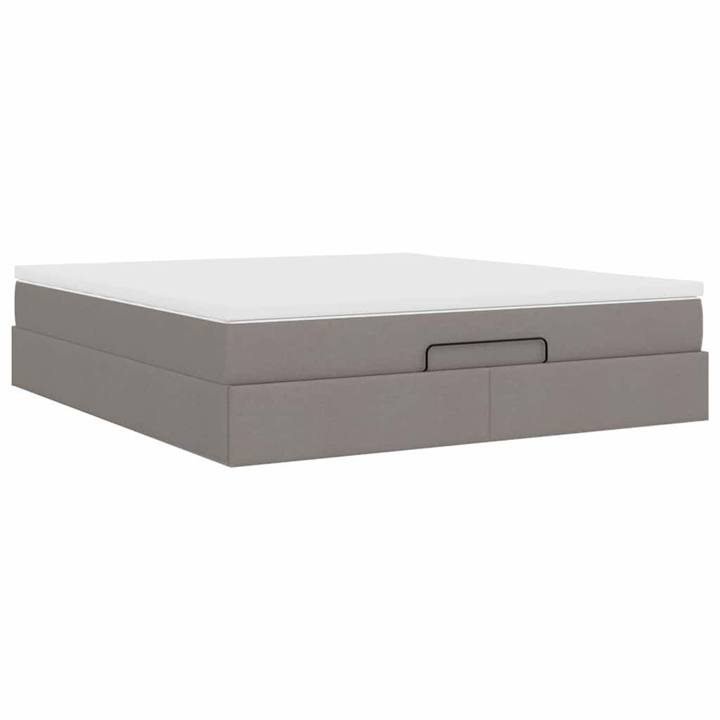 vidaXL Οθωμανικό κρεβάτι με στρώμα Taupe 180x200cm ύφασμα