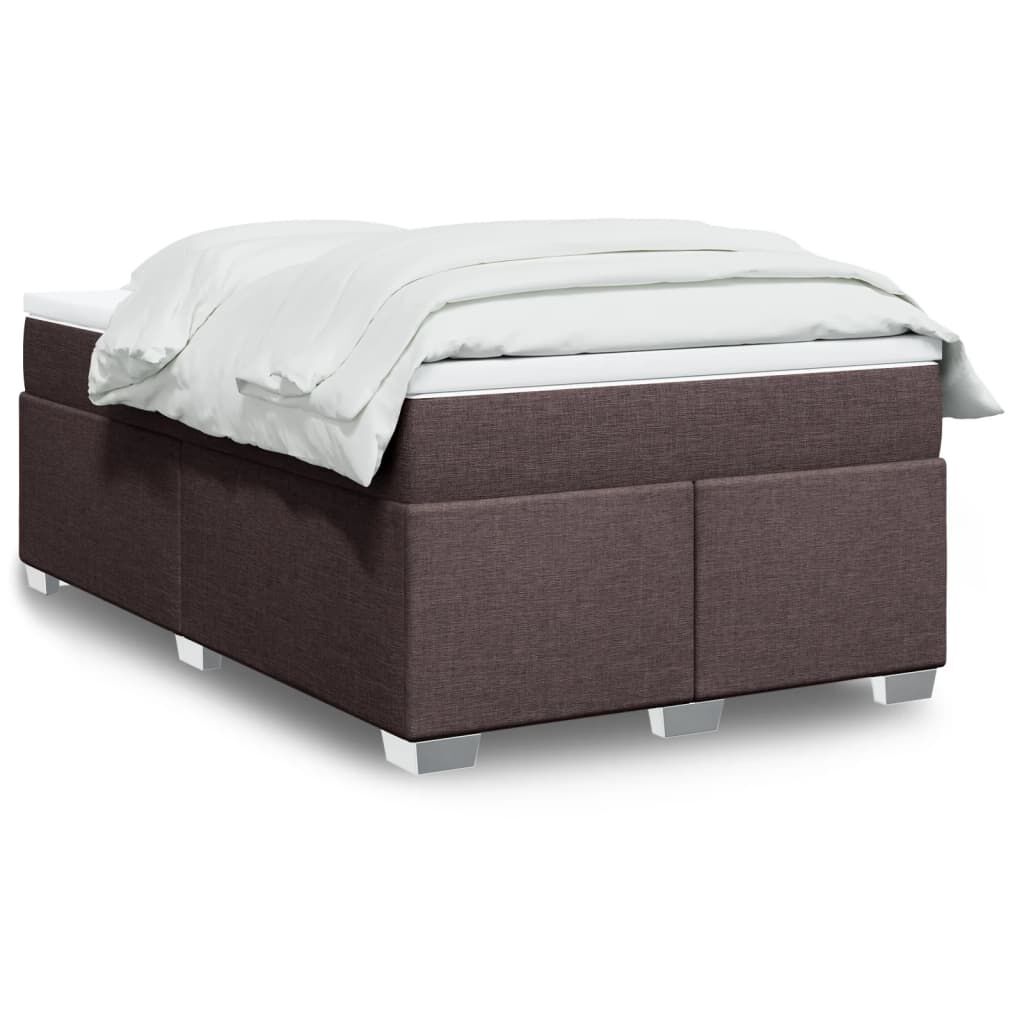 vidaXL Κρεβάτι Boxspring με Στρώμα Σκούρο Καφέ 120x190 εκ Υφασμάτινο