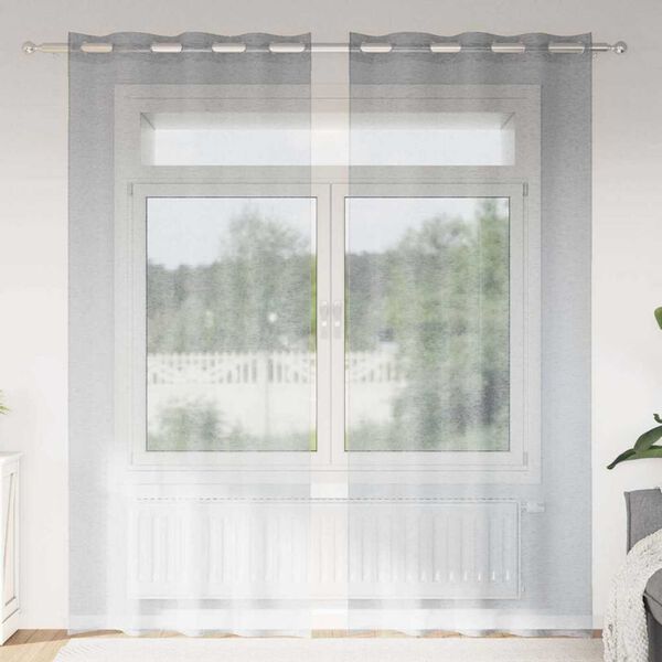 vidaXL Κουρτίνες με κουρτίνες 2 pcs Σκούρο γκρι Πολυεστέρας