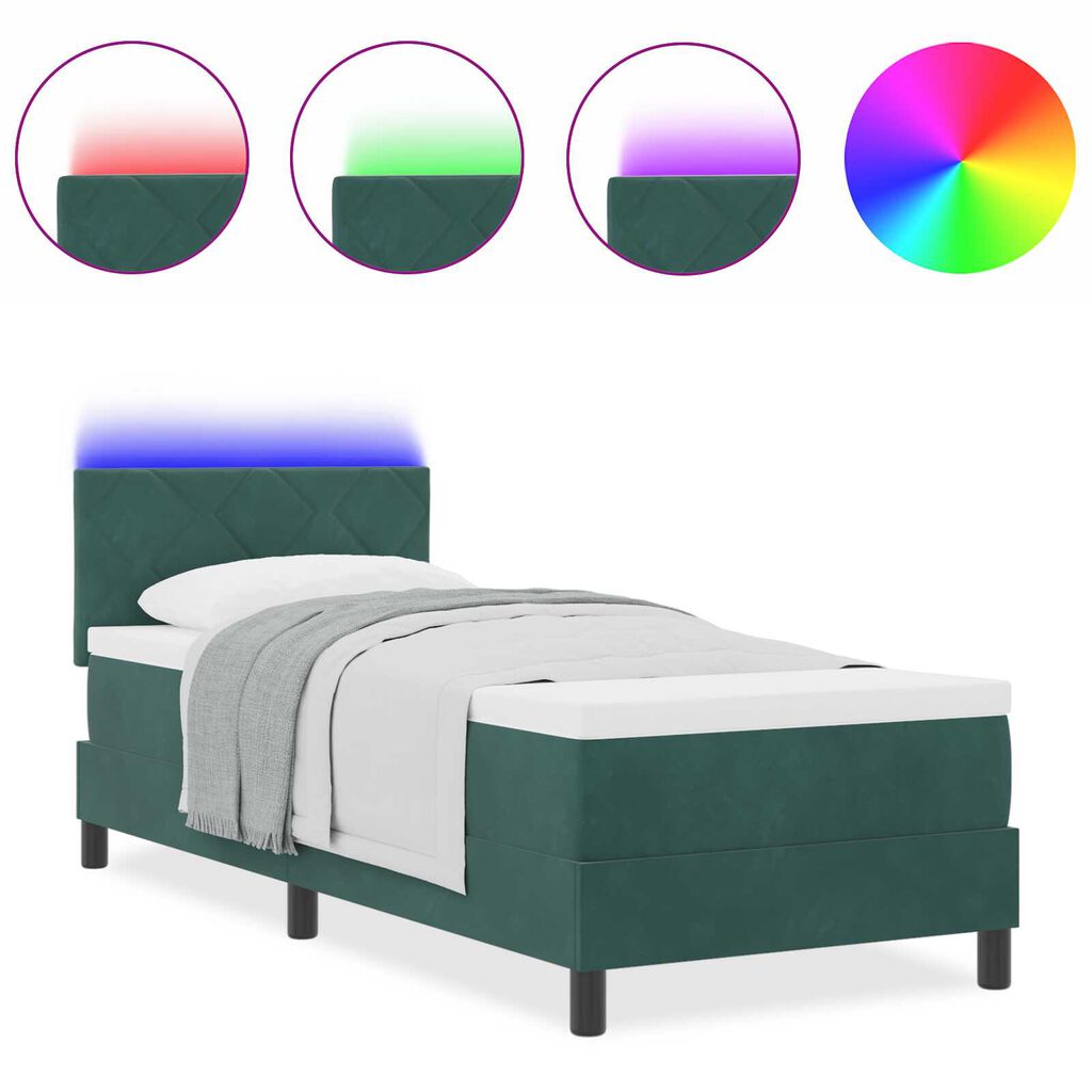 vidaXL Κρεβάτι με ελατήρια Σκούρο πράσινο 80 x 200 cm Βελούδο