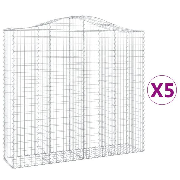 vidaXL Συρματοκιβώτια Τοξωτά 5 τεμ. 200x50x180/200 εκ. Γαλβαν. Ατσάλι
