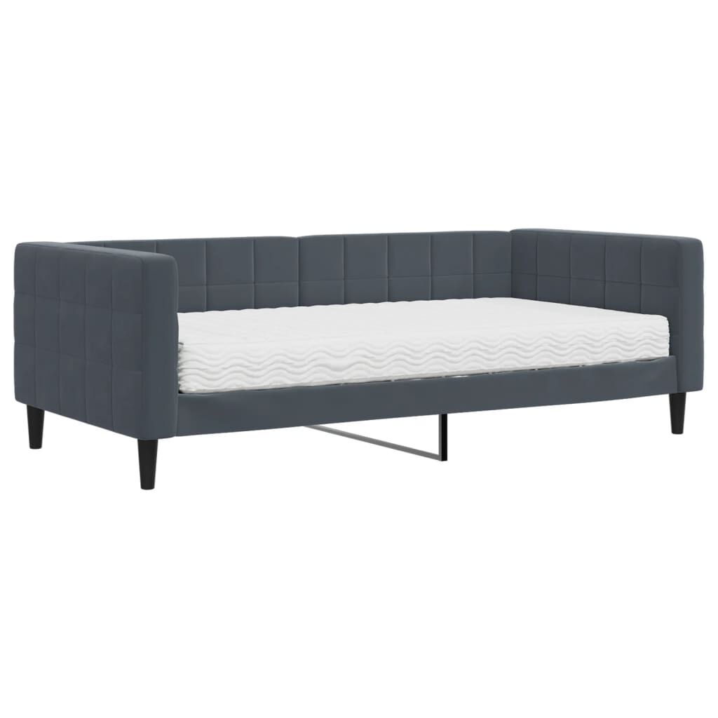 vidaXL Κρεβάτι ημέρας με στρώμα σκούρο γκρι 90x190 cm Βελούδο