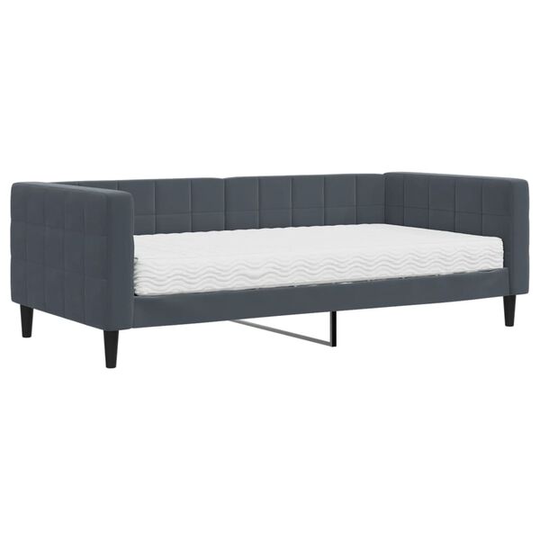 vidaXL Κρεβάτι ημέρας με στρώμα σκούρο γκρι 90x190 cm Βελούδο
