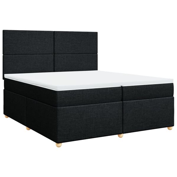 vidaXL Κρεβάτι Boxspring με Στρώμα Μαύρο 200x200 εκ. Υφασμάτινο
