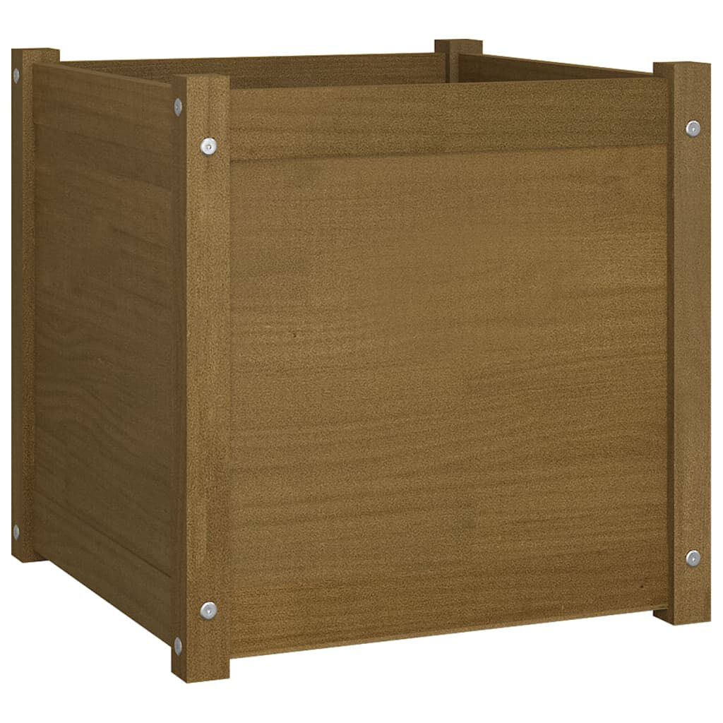 vidaXL Ζαρντινιέρα Καφέ Μελί 50 x 50 x 50 εκ. από Μασίφ Ξύλο Πεύκου