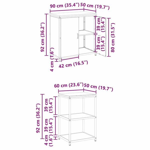 vidaXL Σετ Αποθήκευσης Κουζίνας με ράφι 2 pcs Ασημί 150 x 50 x 92 εκ.