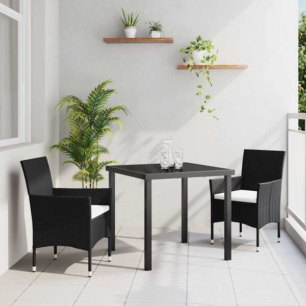 vidaXL Σέτ φαγητού για κήπο με μαξιλάρι 5 pcs Γκρι Πολυ ράταν