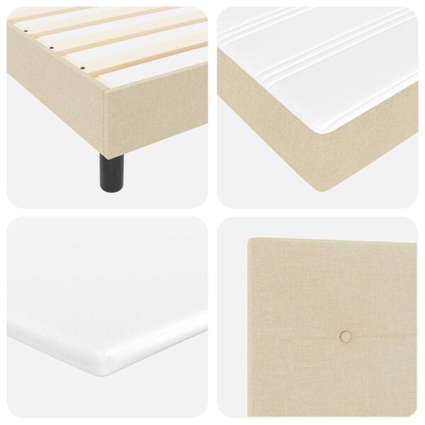 vidaXL Κρεβάτι Box Spring με Στρώμα & LED Κρέμ 120x200 cm Ύφασμα