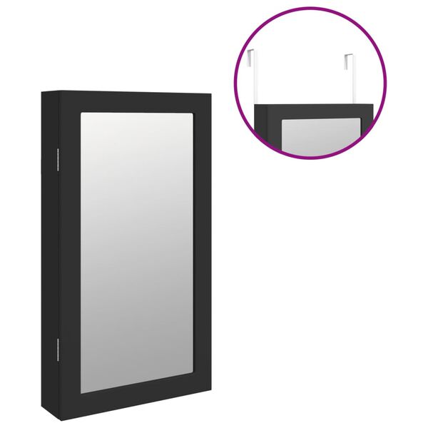 vidaXL Έπιπλο Κοσμημάτων με Καθρέφτη/LED Φώτα Επιτοίχιο Μαύρο