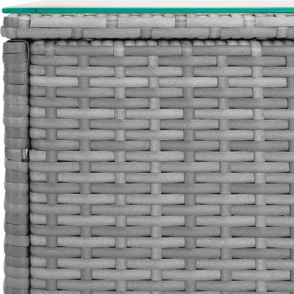 vidaXL Βοηθητικό Τραπεζάκι Γκρι 40x37x40,5εκ Συνθ Ρατάν/ Ψημένο Γυαλί
