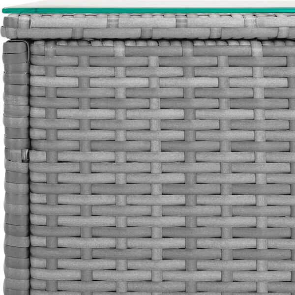 vidaXL Βοηθητικό Τραπεζάκι Γκρι 40x37x40,5εκ Συνθ Ρατάν/ Ψημένο Γυαλί