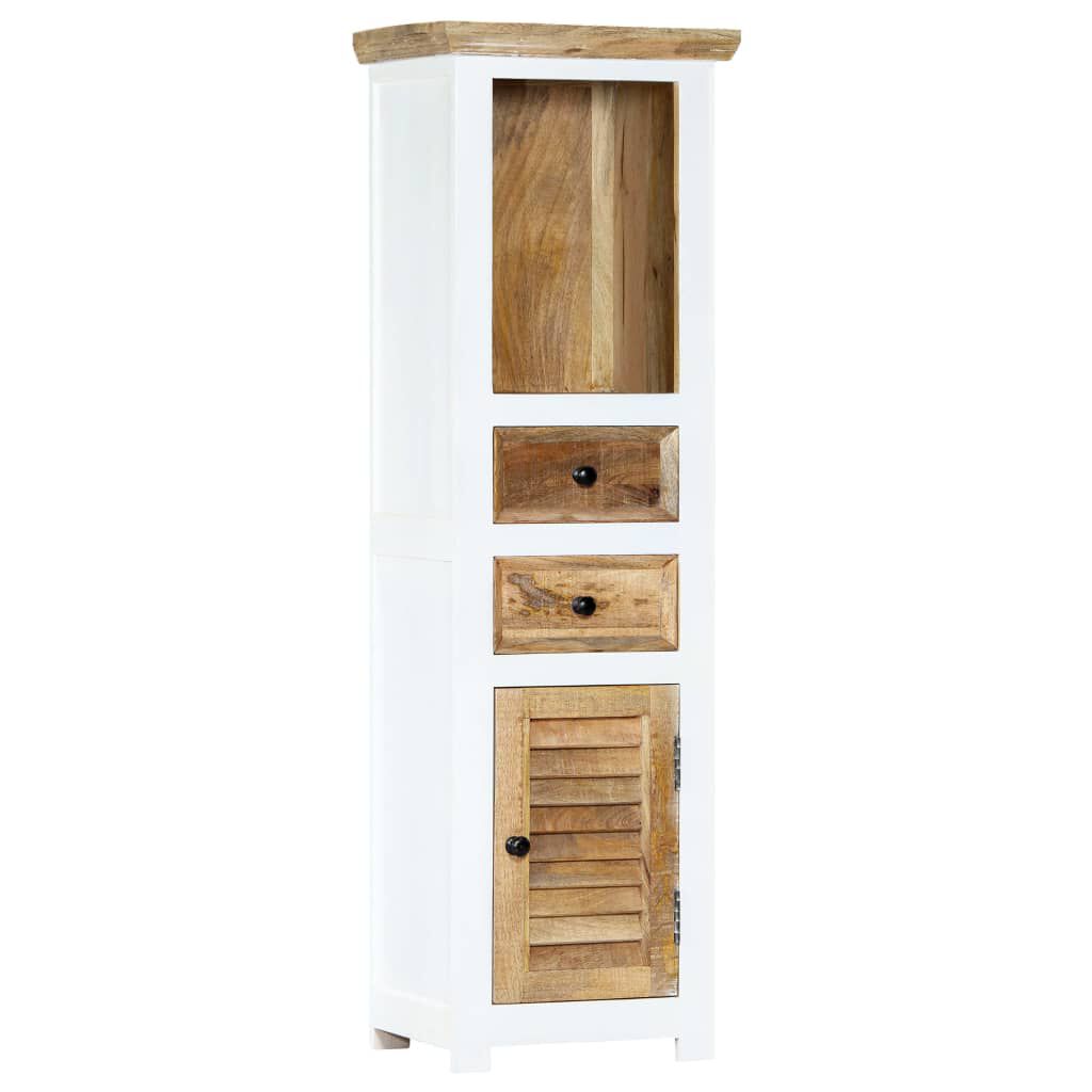 vidaXL Έπιπλο Αποθήκευσης Λευκό/Καφέ 40x30x128 εκ Ακατέργ. Ξύλο Μάνγκο