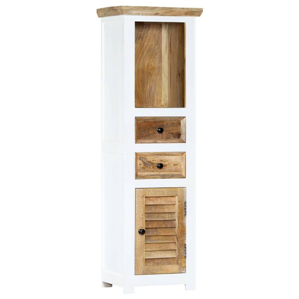 vidaXL Έπιπλο Αποθήκευσης Λευκό/Καφέ 40x30x128 εκ Ακατέργ. Ξύλο Μάνγκο