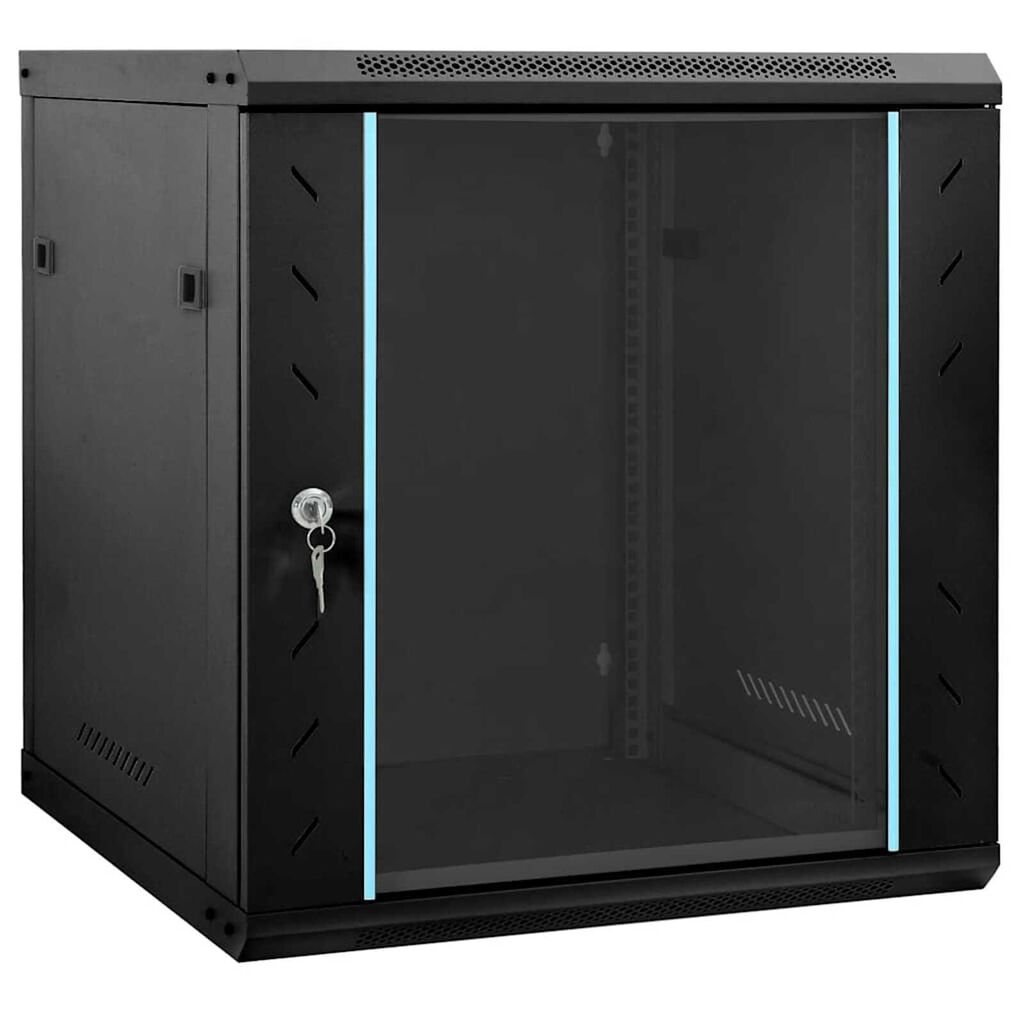 vidaXL Ντουλάπα δικτύου με αποθήκευση Μαύρο 60 x 45 x 65 εκ Ατσάλι