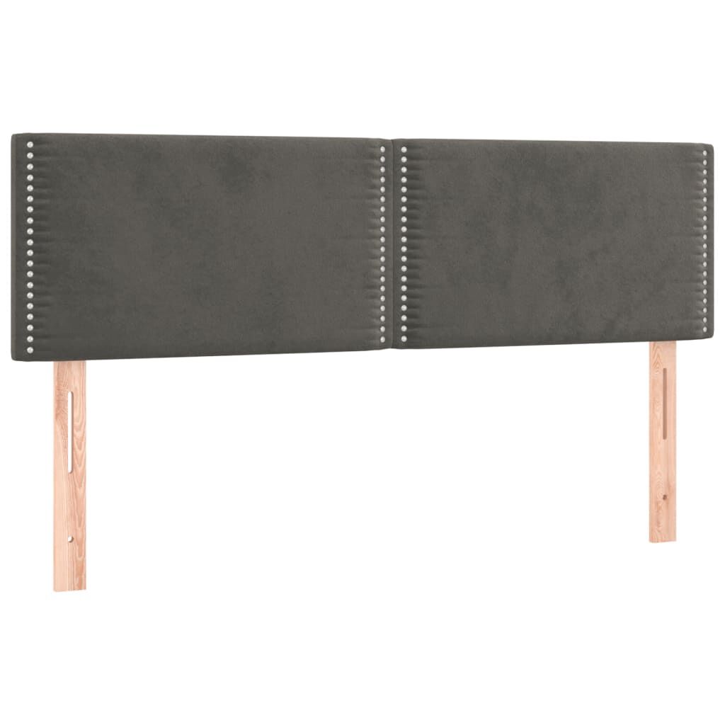 vidaXL Κρεβάτι Boxspring με Στρώμα & LED Σκ. Γκρι 140x190εκ. Βελούδινο