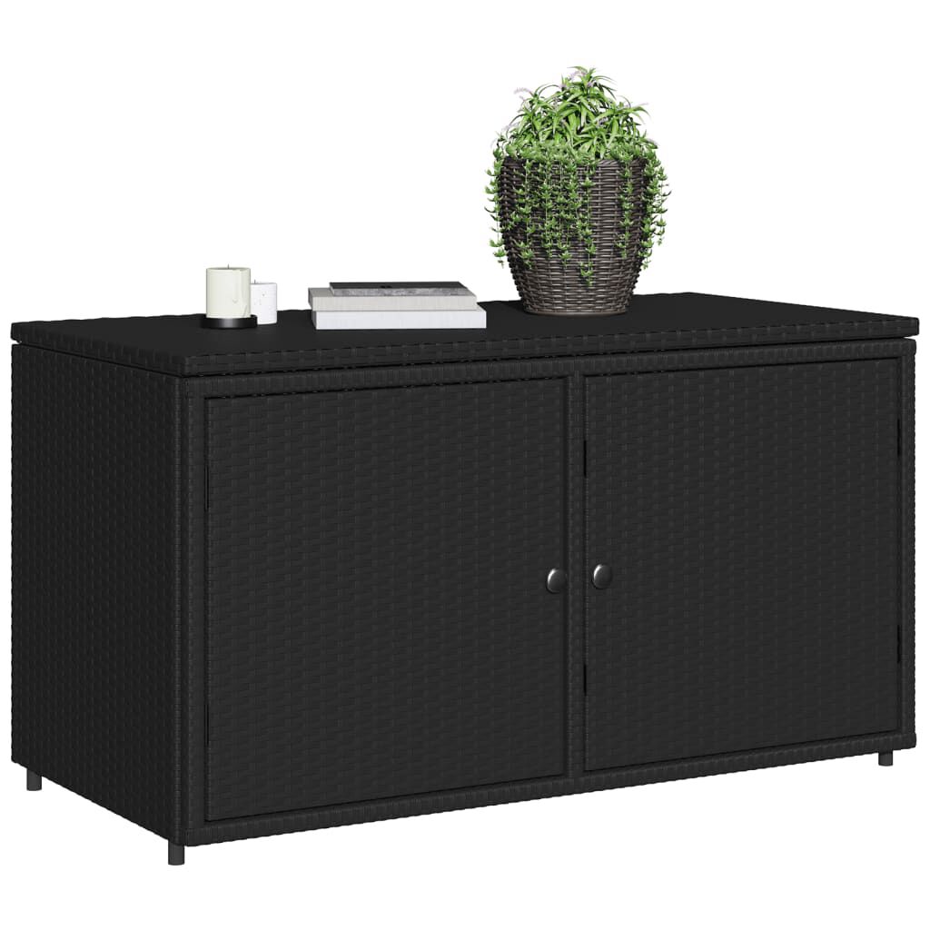 vidaXL Ντουλάπι Αποθήκευσης Κήπου Μαύρο 110x55,5x60,5 εκ. Συνθ. Ρατάν