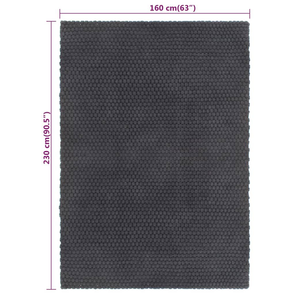 vidaXL Χαλί Ορθογώνιο Ανθρακί 160x230 εκ. από Βαμβάκι