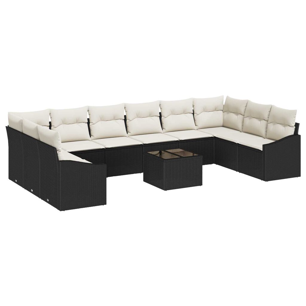 vidaXL Σέτ φαγητού για κήπο με μαξιλάρι 11 pcs Καφέ και Κρέμα