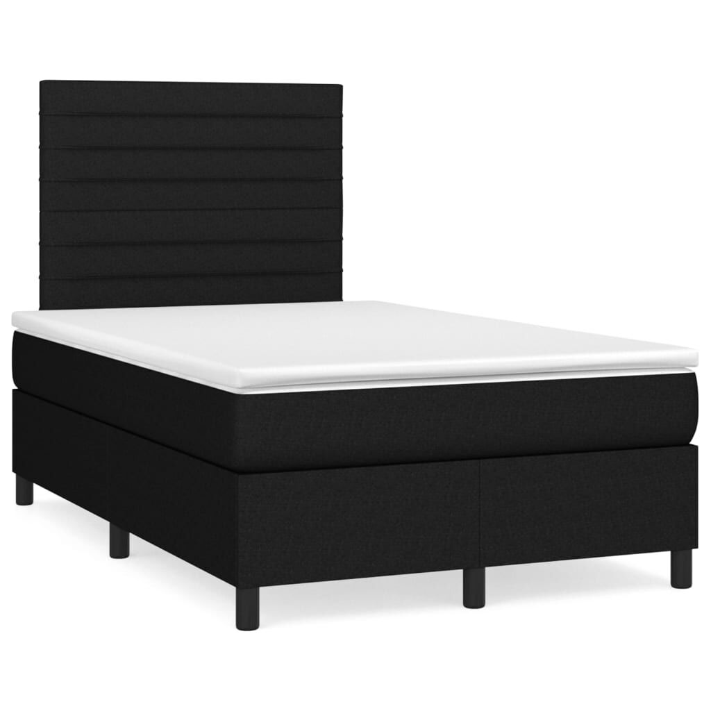 vidaXL Κρεβάτι Boxspring με Στρώμα Μαύρο 120x200 εκ. Υφασμάτινο