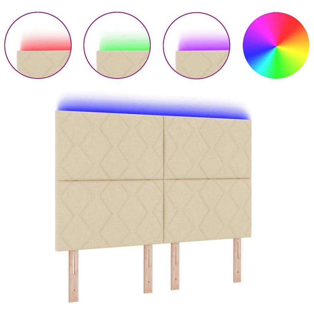 vidaXL Κεφαλάρι με φώτα λωρίδας LED Ανοιχτό γκρι 144 cm ύφασμα