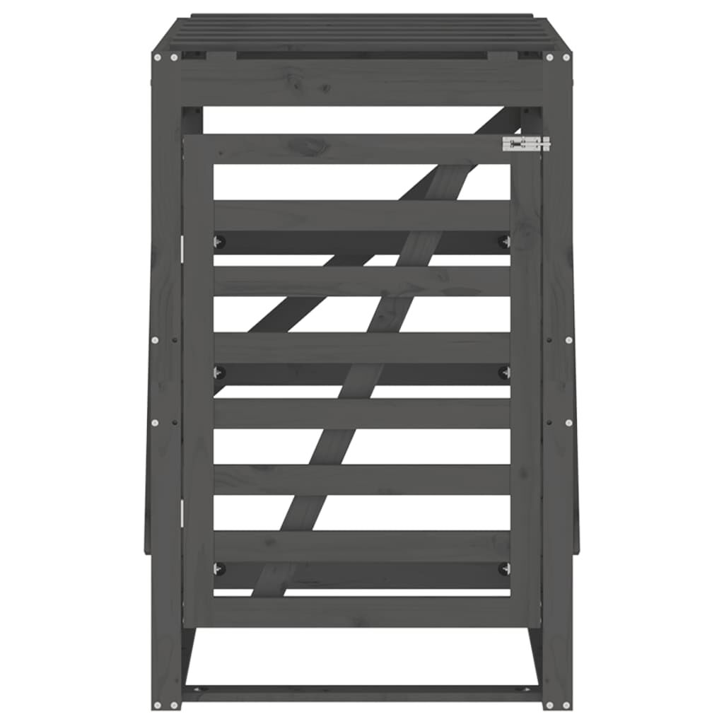 vidaXL Αποθ. Τροχήλατου Κάδου Γκρι 84x90x128,5 εκ. Μασίφ Ξύλο Πεύκου