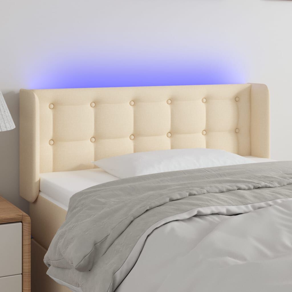 vidaXL Κεφαλάρι Κρεβατιού LED Κρεμ 83x16x78/88 εκ. Υφασμάτινο