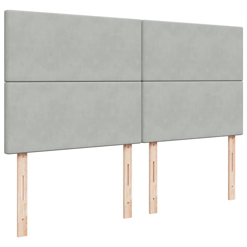 vidaXL Κρεβάτι Boxspring με Στρώμα Ανοιχτό Γκρι 200x200 εκ. Βελούδινο