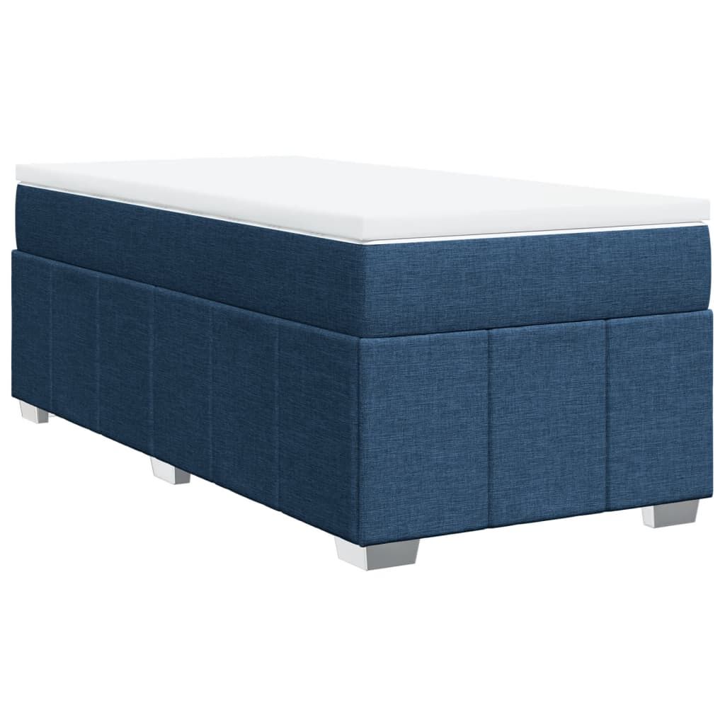 vidaXL Κρεβάτι Boxspring με Στρώμα Μπλε 90x200 εκ.Υφασμάτινο
