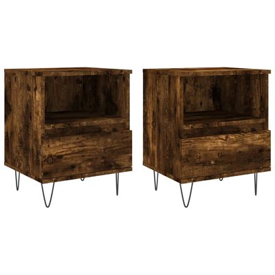 vidaXL Κομοδίνα 2 τεμ. Καπνιστή Δρυς 40 x 35 x 50 εκ. Επεξεργ. Ξύλο