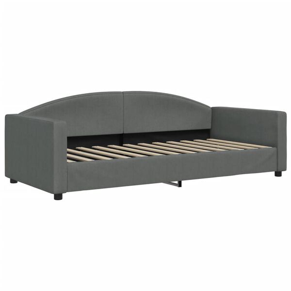 vidaXL Καναπές Κρεβάτι Συρόμενος Σκούρο Γκρι 90x190 εκ Ύφασμα Συρτάρια