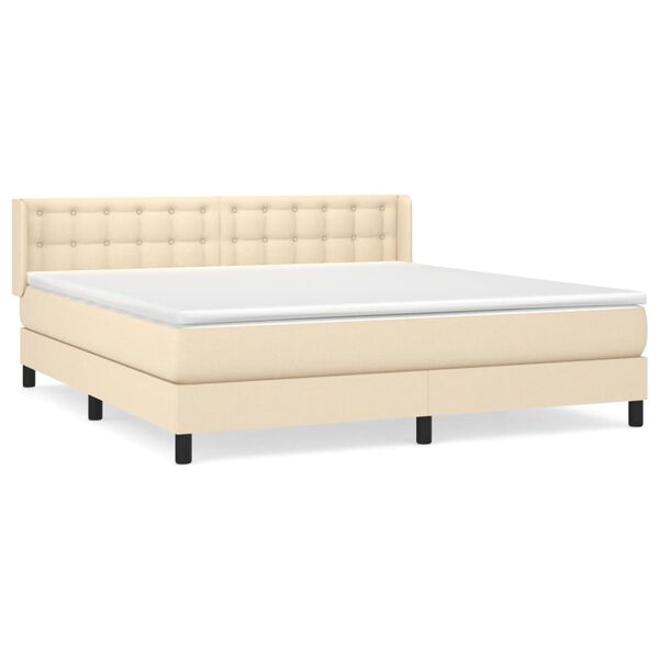 vidaXL &Kappa;&rho;&epsilon;&beta;ά&tau;&iota; Boxspring &mu;&epsilon; &Sigma;&tau;&rho;ώ&mu;&alpha; &Kappa;&rho;&epsilon;&mu; 160x200 &epsilon;&kappa;. &Upsilon;&phi;&alpha;&sigma;&mu;ά&tau;&iota;&nu;&omicron;