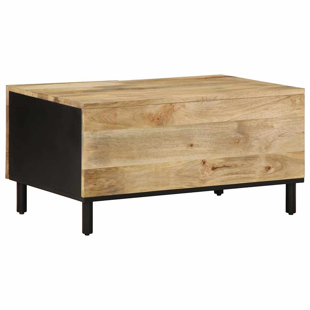 vidaXL Τραπεζάκι Σαλονιού Μαύρο 80x50x40 cm Μασίφ τραχύ ξύλο Μάνγκο