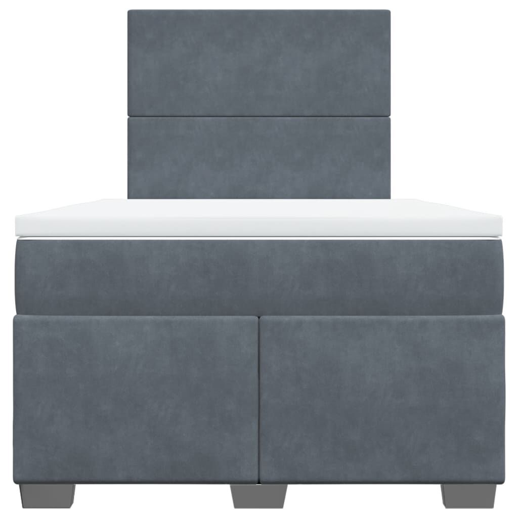 vidaXL Κρεβάτι Boxspring με Στρώμα Σκούρο Γκρι 120x190 εκ. Βελούδινο