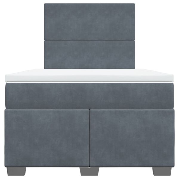 vidaXL Κρεβάτι Boxspring με Στρώμα Σκούρο Γκρι 120x190 εκ. Βελούδινο