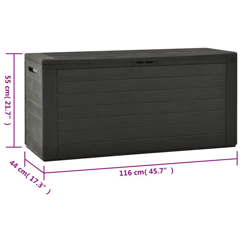 vidaXL Μπαούλο Αποθήκευσης Κήπου Ανθρακί 116 x 44 x 55 εκ.