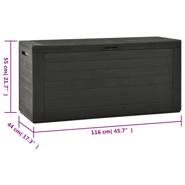 vidaXL Μπαούλο Αποθήκευσης Κήπου Ανθρακί 116 x 44 x 55 εκ.