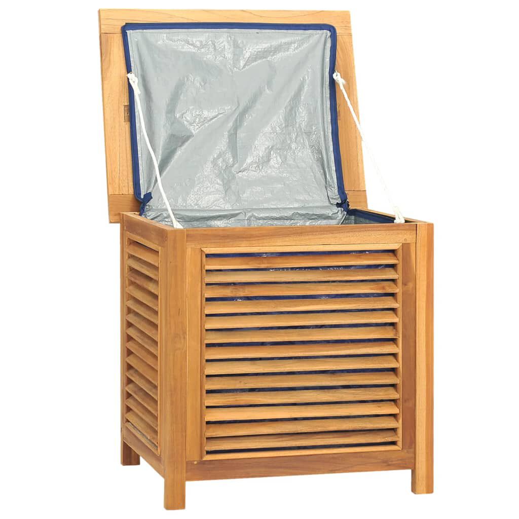 vidaXL Μπαούλο Αποθήκευσης Κήπου με Τσάντα 60x50x58 εκ Μασίφ Ξύλο Teak