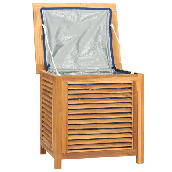 vidaXL Μπαούλο Αποθήκευσης Κήπου με Τσάντα 60x50x58 εκ Μασίφ Ξύλο Teak