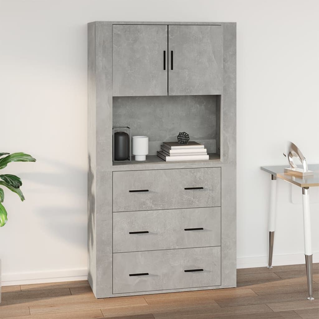vidaXL Ντουλάπι Τοίχου Γκρι Σκυρ. 80x33x80 εκ. Επεξεργασμένο Ξύλο