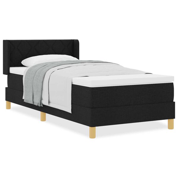 vidaXL Κρεβάτι με Ελατήρια με στρώμα Μαύρο 90 x 190 cm ύφασμα