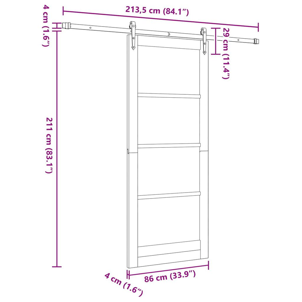 vidaXL Συρόμενη Πόρτα ORKDAL Καφέ 86 x 211 cm Ξύλο και μέταλλο