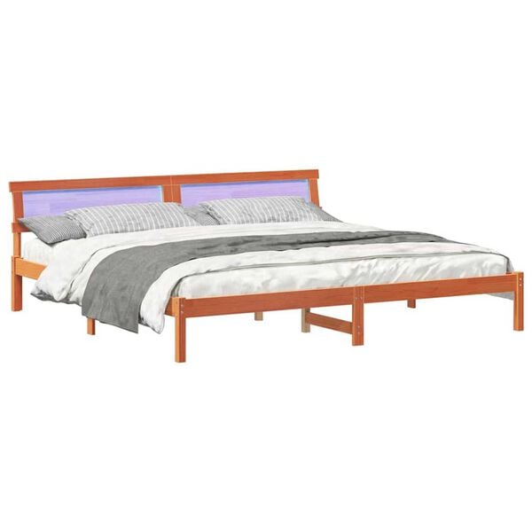 vidaXL Σκελετός Κρεβατιού Καφέ κεριού 200 x 200 cm Μασίφ ξύλο πεύκου