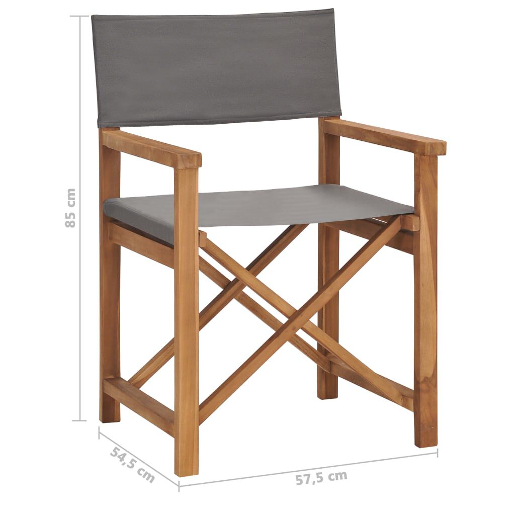 vidaXL Καρέκλα Σκηνοθέτη Γκρι από Μασίφ Ξύλο Teak