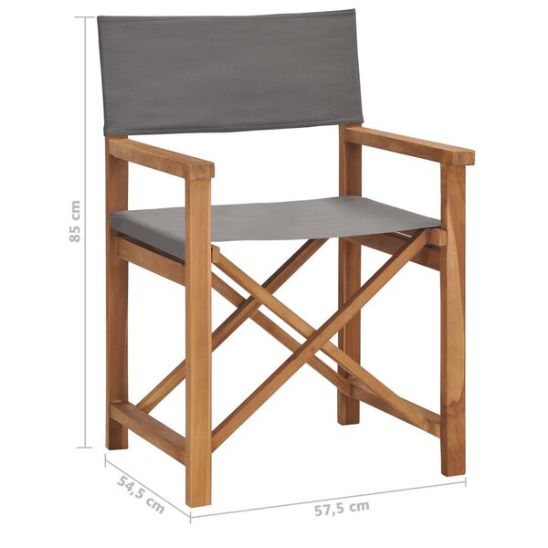 vidaXL Καρέκλα Σκηνοθέτη Γκρι από Μασίφ Ξύλο Teak